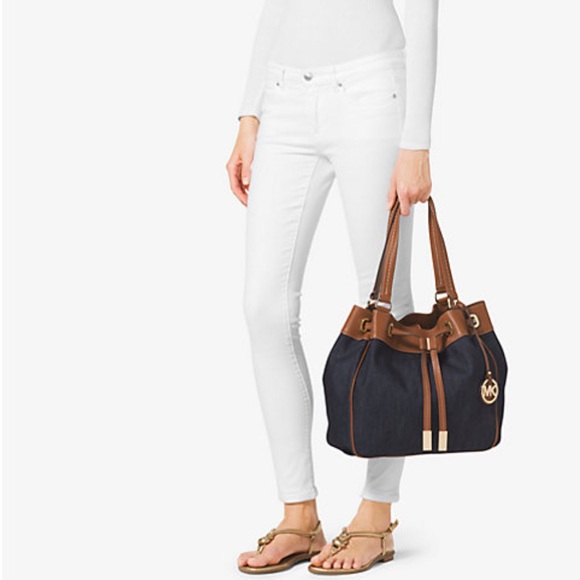 Michael Kors - Marina Large Denim Drawstring Tote Bag - Picture 1 of 7